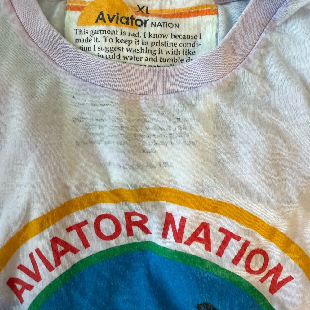 Aviator Nation Ombe Rainbow Graphic Tee - White View 2